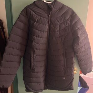 Quilted Hooded Puffer Jacket in Dark Brown